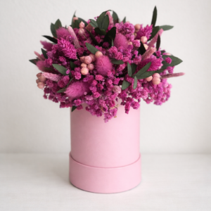 mały flowerbox – fuksja i róż