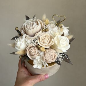 średni beżowy flowerbox welur